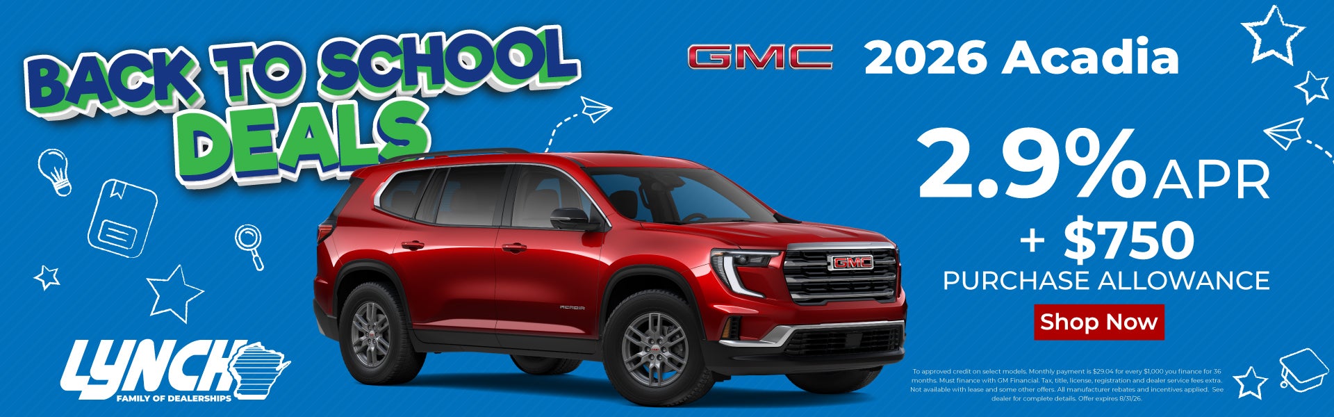 Lynch Acadia Back to School offer