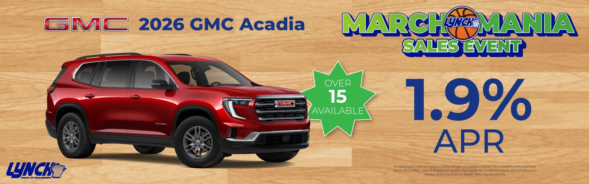 Acadia savings at lynch buick gmc west bend