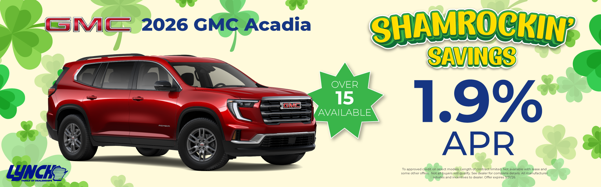 Acadia savings at lynch buick gmc west bend